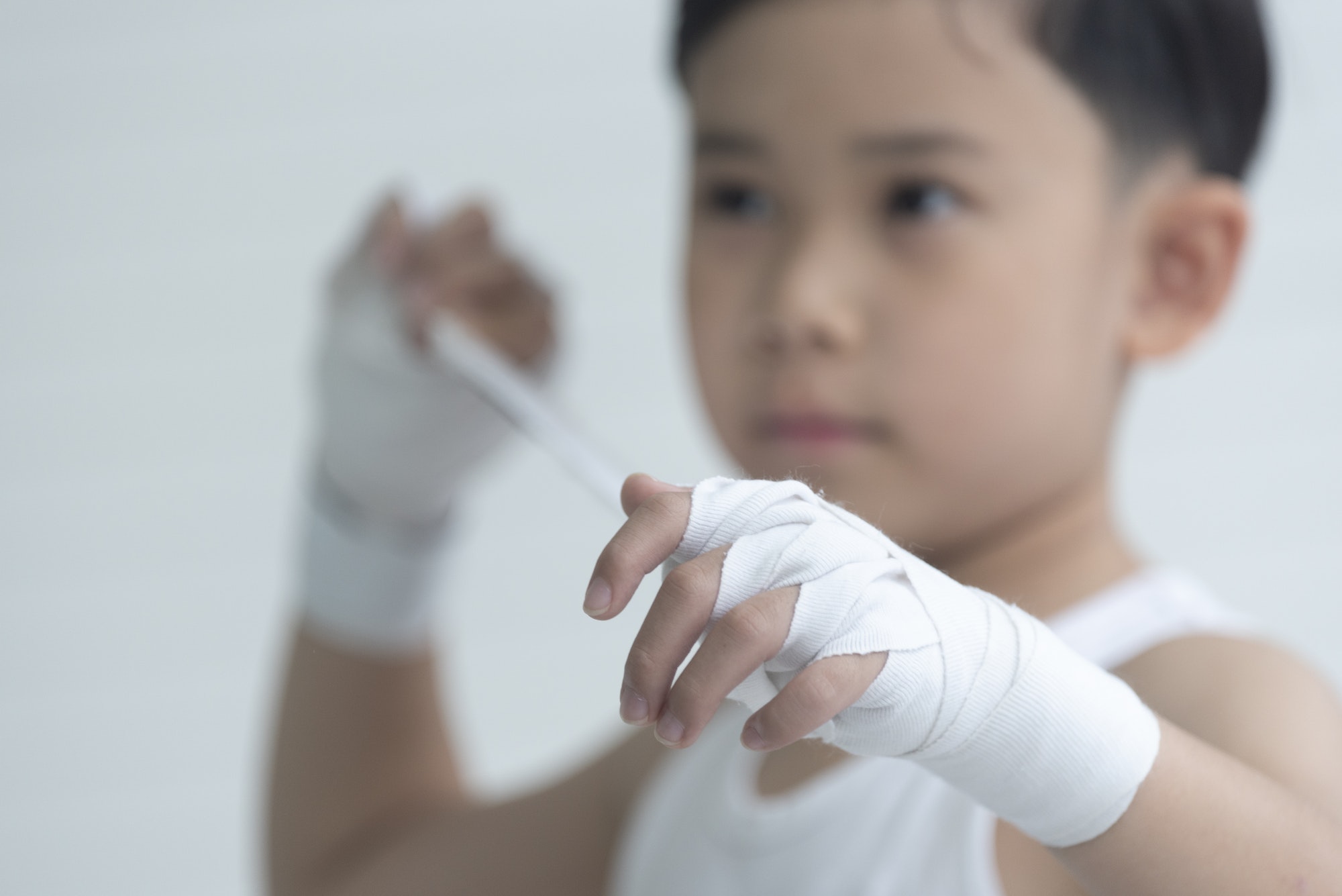 little boys training Muay Thai athlete