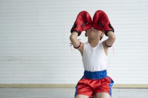 little boys training Muay Thai athlete